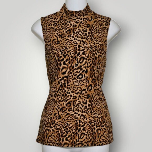 NWOT No Boundaries Juniors L Leopard Print Sleeveless Mock Neck Top Women's S/M - Picture 2 of 9
